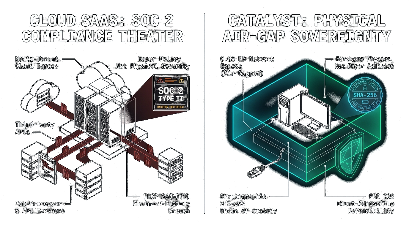 Security Comparison: Multi-Tenant Cloud SaaS SOC 2 vs. Catalyst Air-Gapped Sovereignty